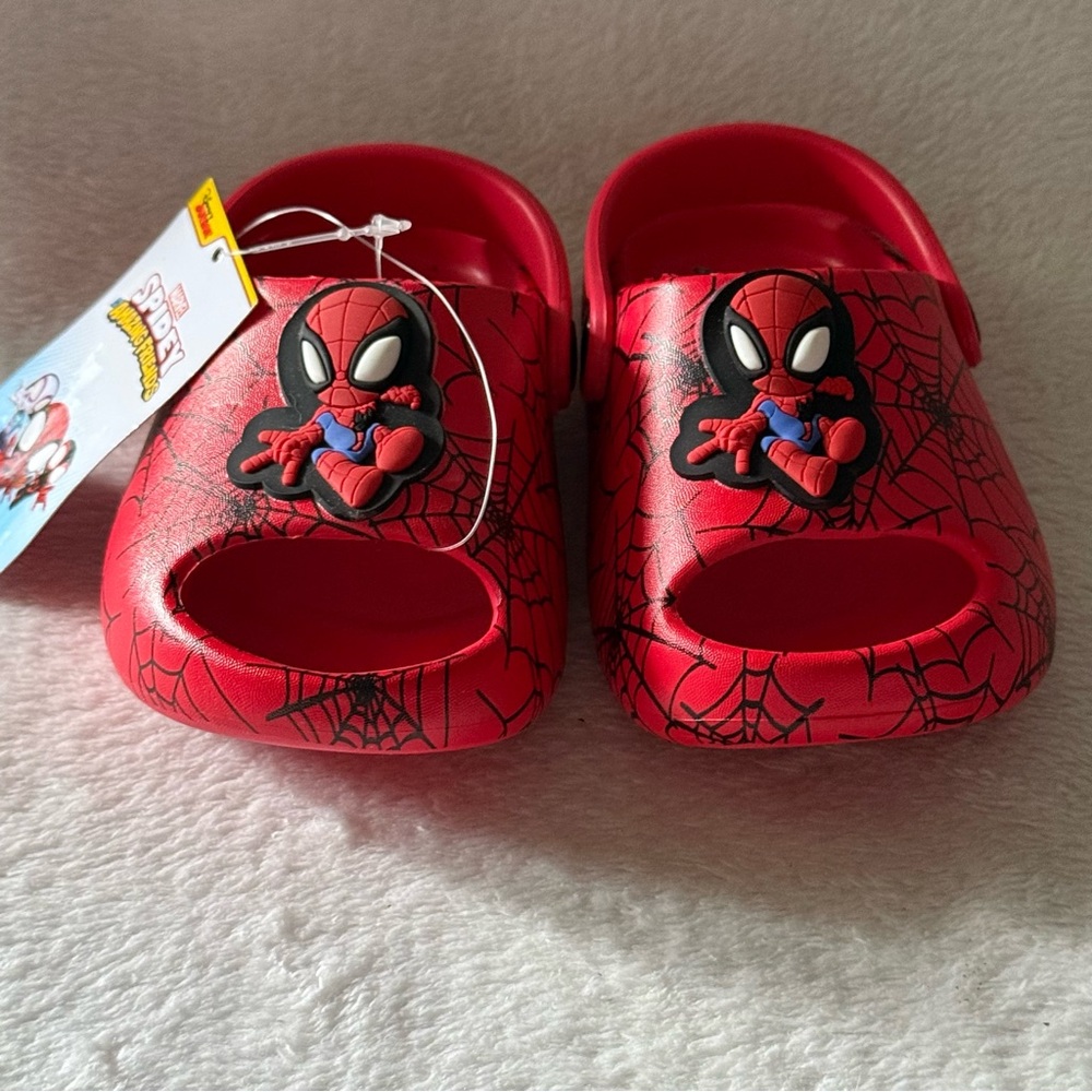 Spider-Man Kids Clogs - Red Boys Size 5-6 Slip On Shoes New